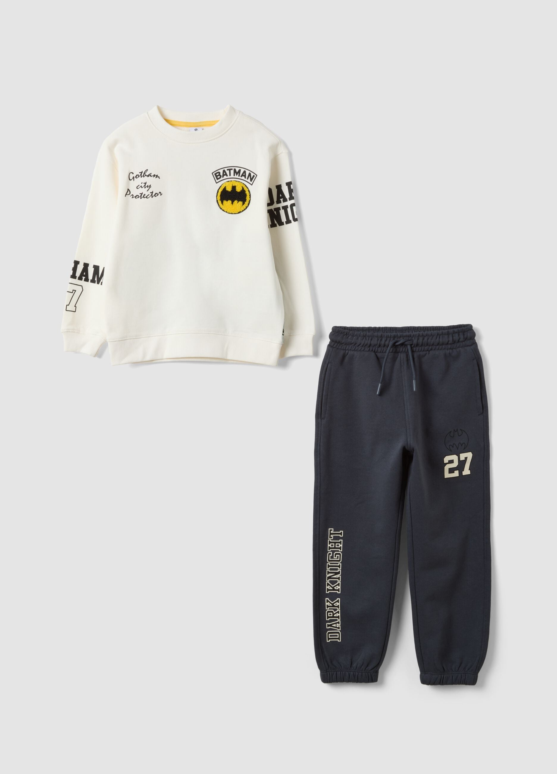 Blue and white pure cotton Batman tracksuit