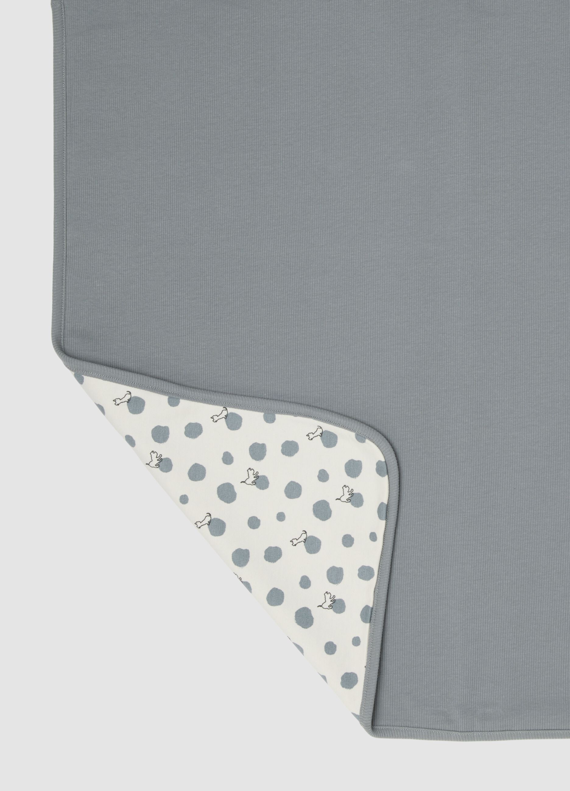 Graue Babydecke aus reiner Bio-Baumwolle mit 101‑Dalmatiner‑Stickerei