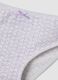 Multipack di cinque slip viola lilla e bianchi in cotone organico elasticizzato_2
