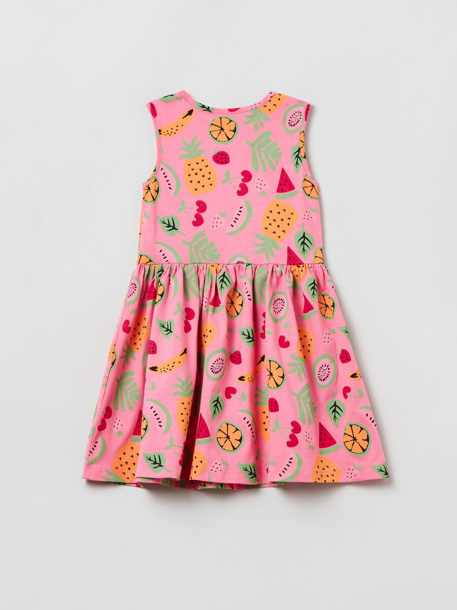 Sleeveless dress in cotton with print_1