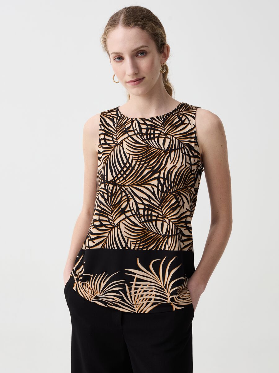 Tank top with tropical foliage print_0