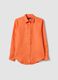 Orange pure linen regular fit shirt_4