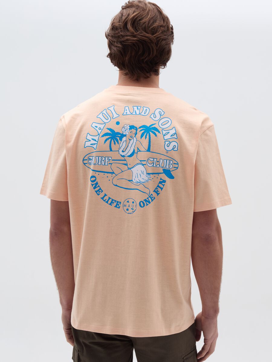 T-shirt in slub jersey stampa hawaiana surf_2