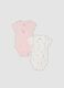 Pack of 2 multicolour organic cotton baby girl bodysuits with cute animals_0