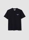 Black relaxed-fit pure cotton T-shirt with embroidered slogan_0