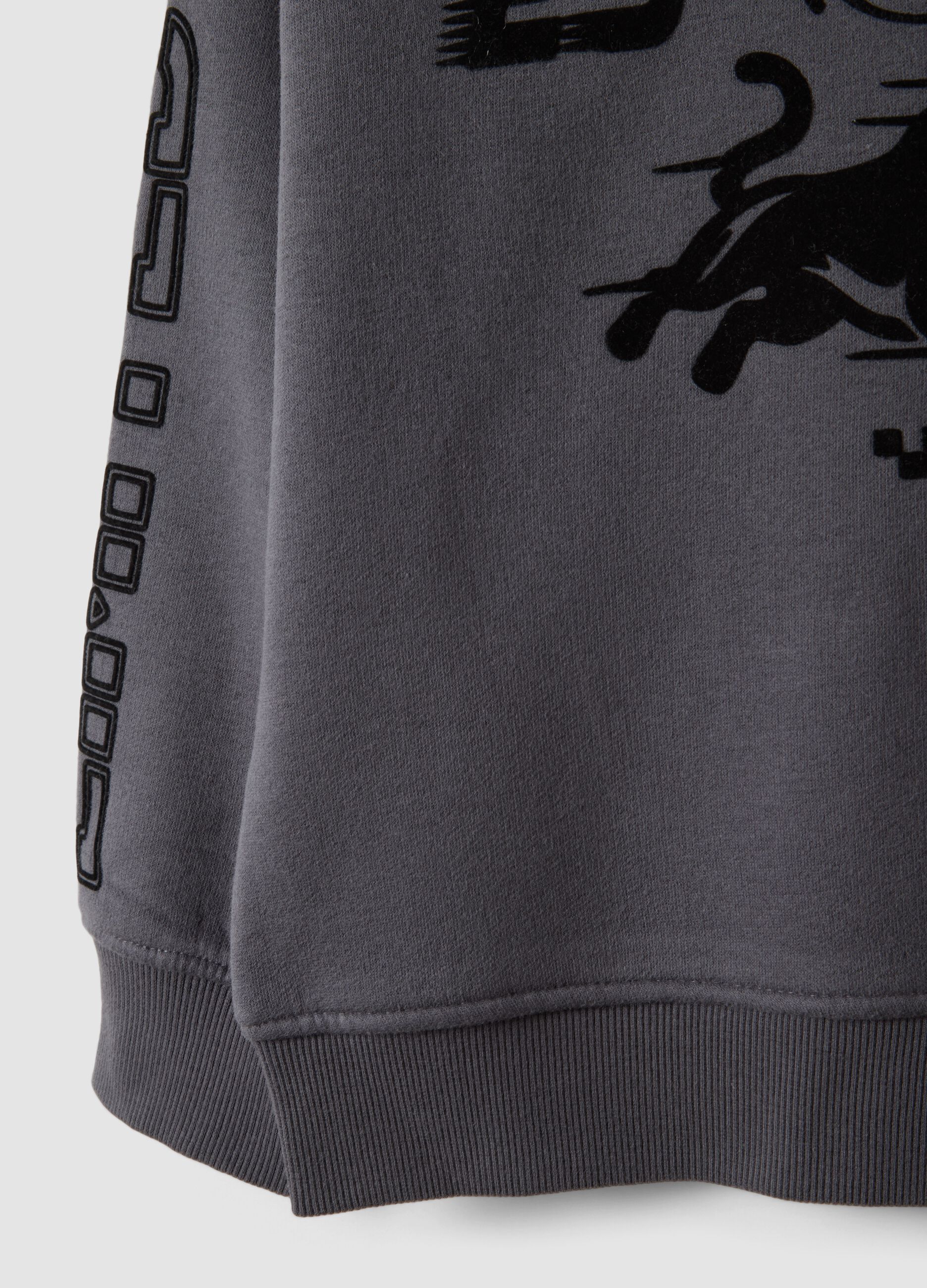 Grey cotton-blend crew-neck racing print sweatshirt for boys