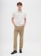 Beige slim fit cotton blend trousers_0