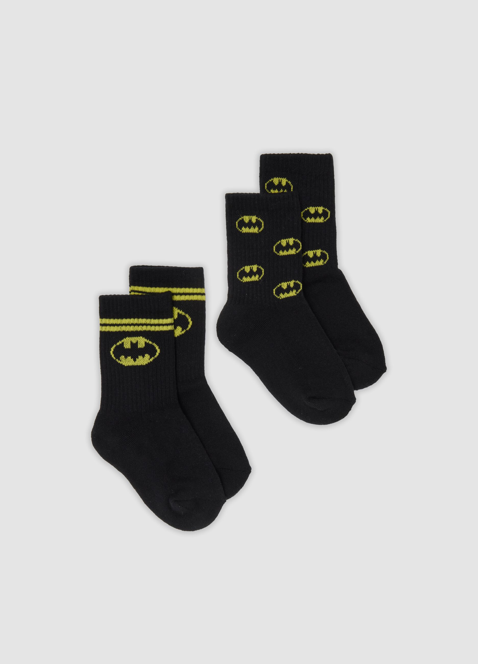 2-pack of black short socks in organic stretch cotton with Batman print