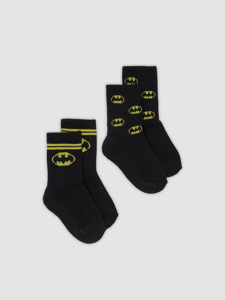 2-pack of black short socks in organic stretch cotton with Batman print_0