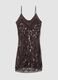 Brown fitted stretch dress with sequins_4