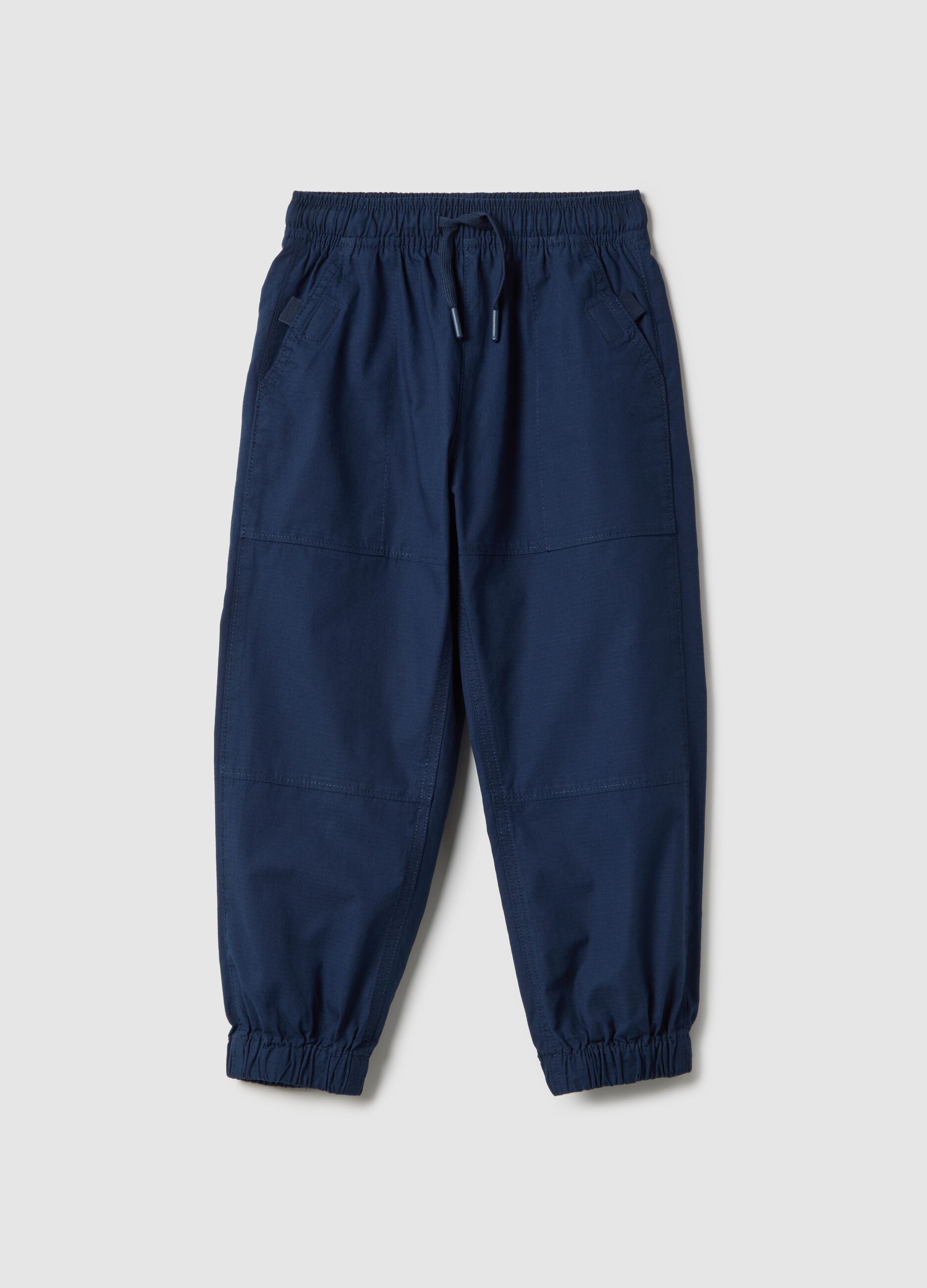 Children's Regular Fit Blue Cotton Jogger Trousers