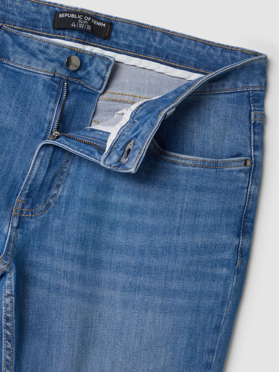Jeans blu chiaro in cotone elasticizzato slim fit_2