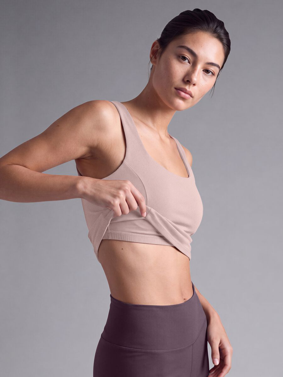 Pink cropped top in stretch fabric_2