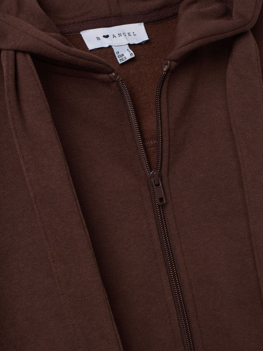 Brown hoodie with tied drawstring, relaxed fit_5