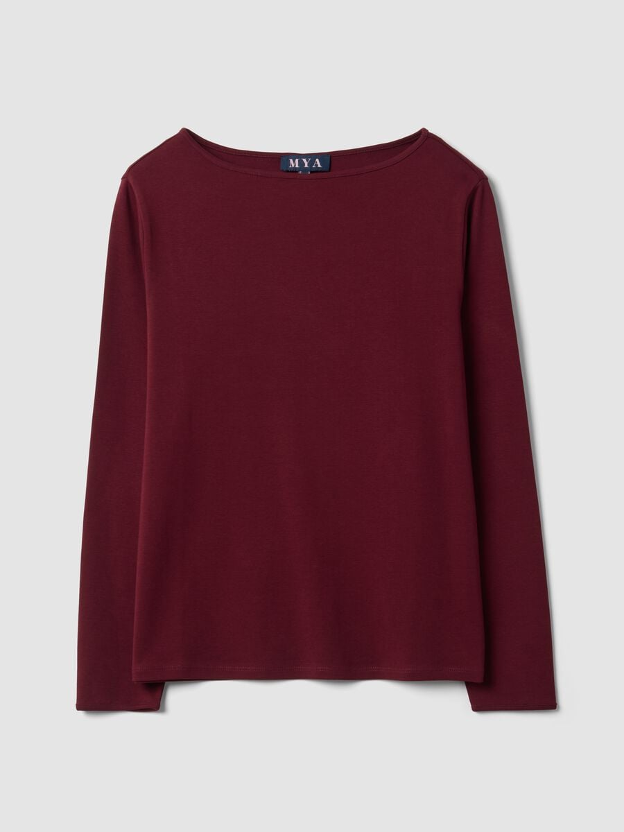 Red pure cotton crew-neck T-shirt with regular fit_0
