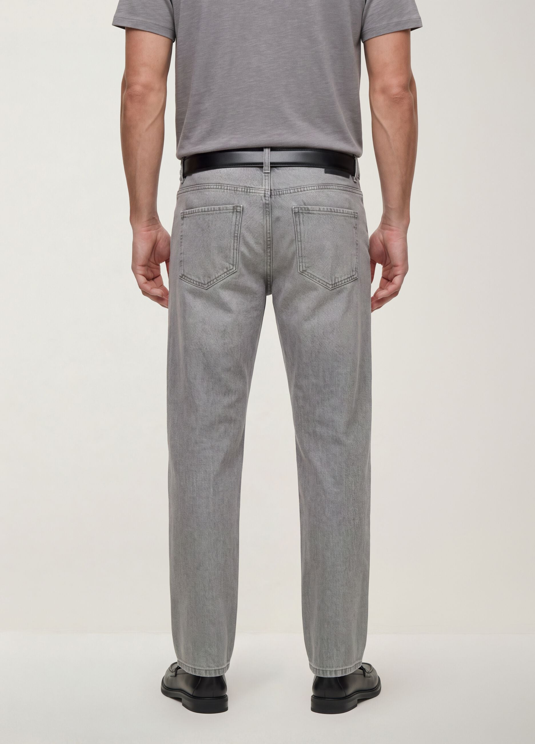 Grey denim jeans in cotton-viscose blend, regular fit