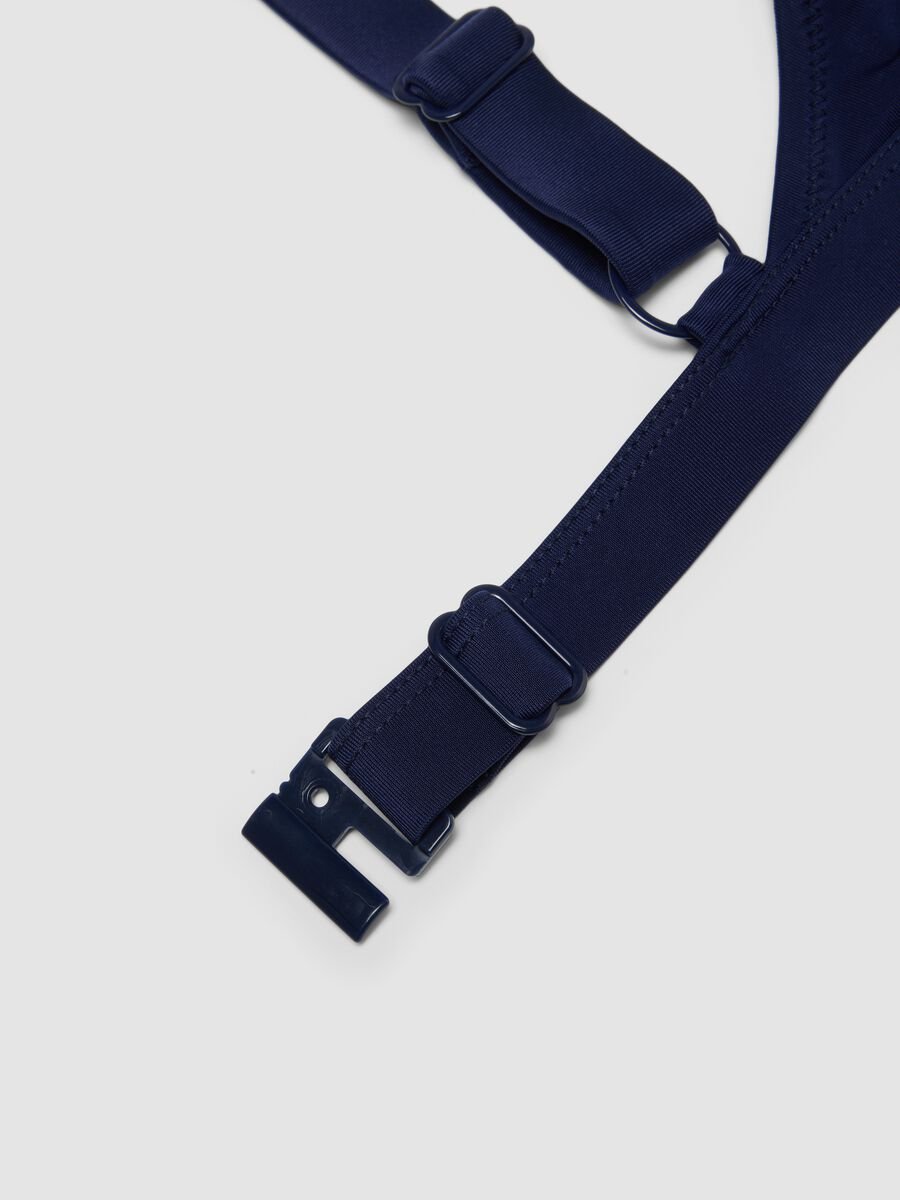 Haut de bikini triangle bleu en tissu stretch avec rembourrage amovible_1