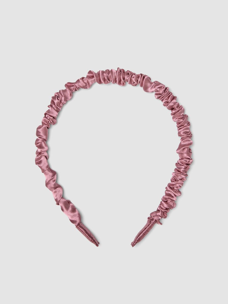 Cerchietto rigido rosa arricciato per capelli_0