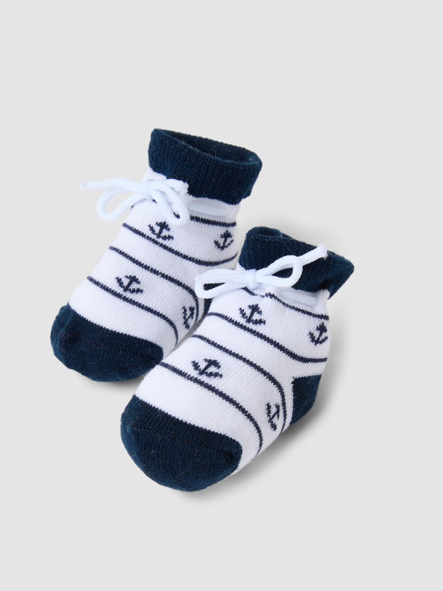 Blue and white stretch-cotton baby booties_2