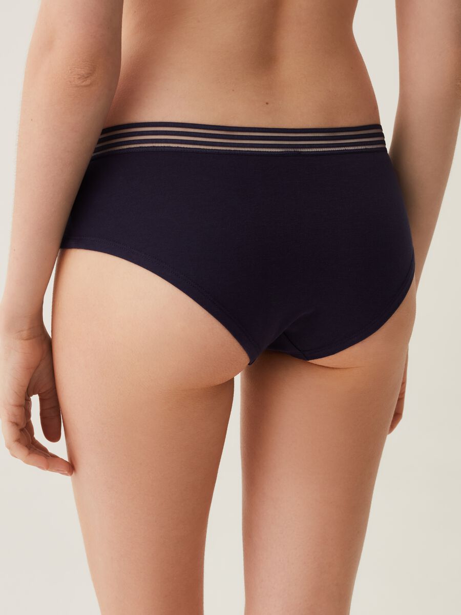 Two-pair pack French knickers with striped trims_2
