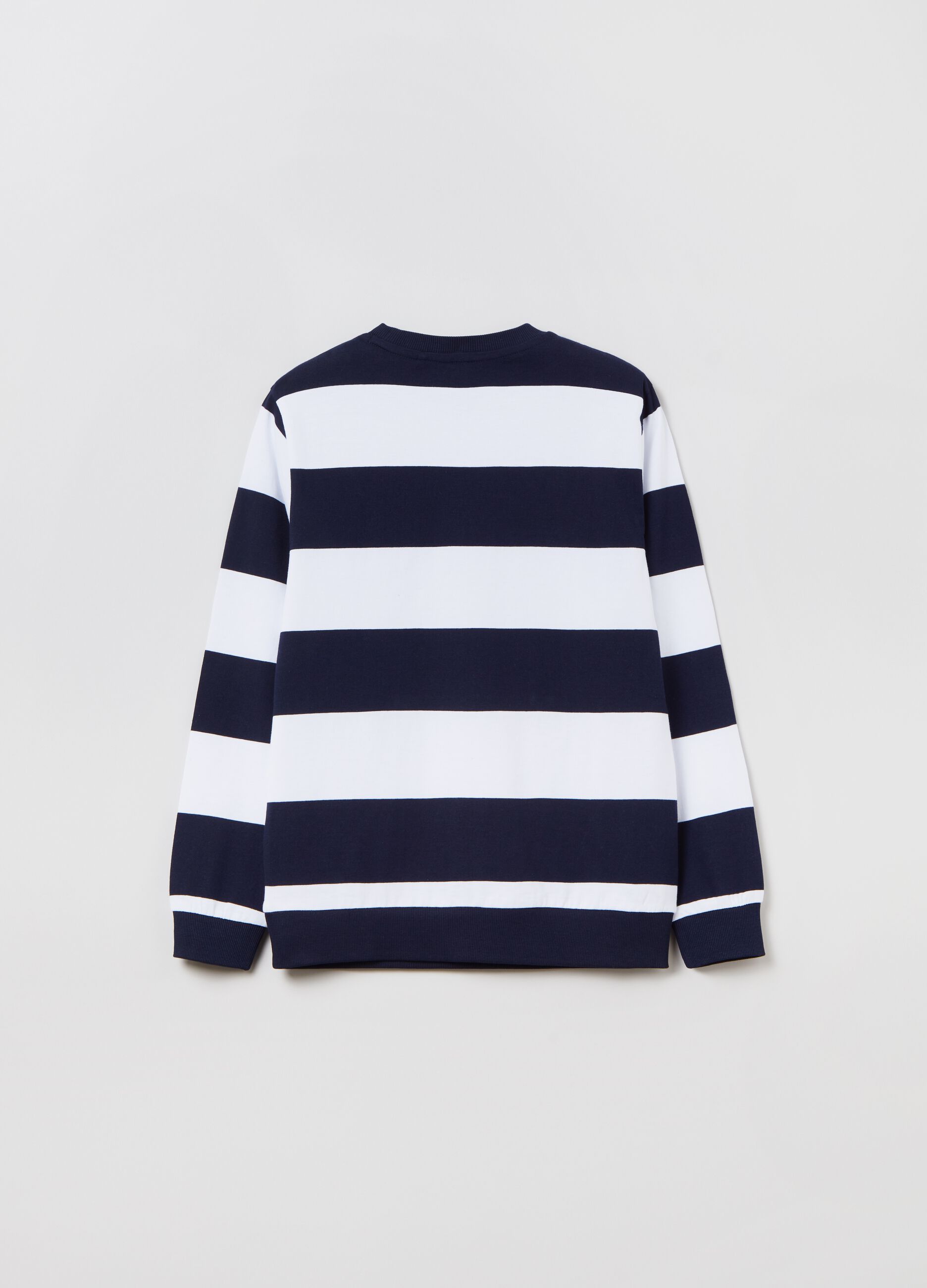 Striped cotton T-shirt with print