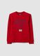 Red boys&rsquo; sweatshirt in pure organic cotton with crew neck and print_3