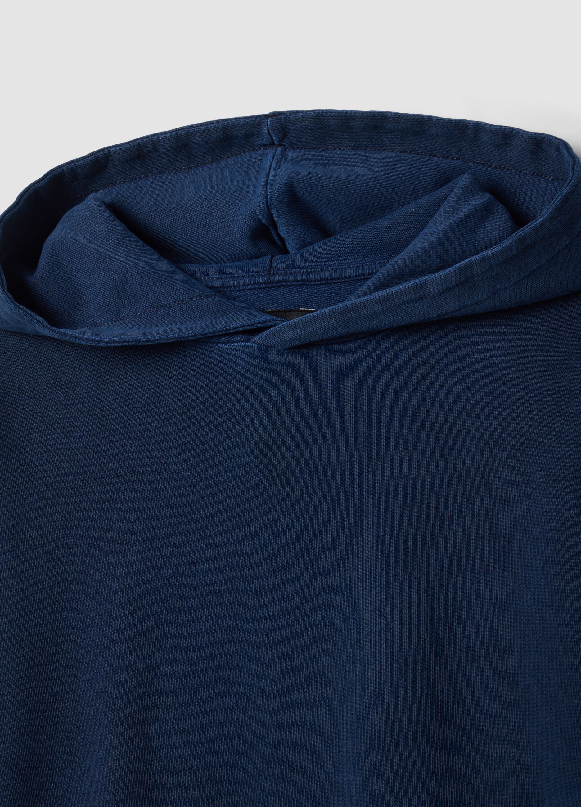 Felpa blu in puro cotone con cappuccio over fit