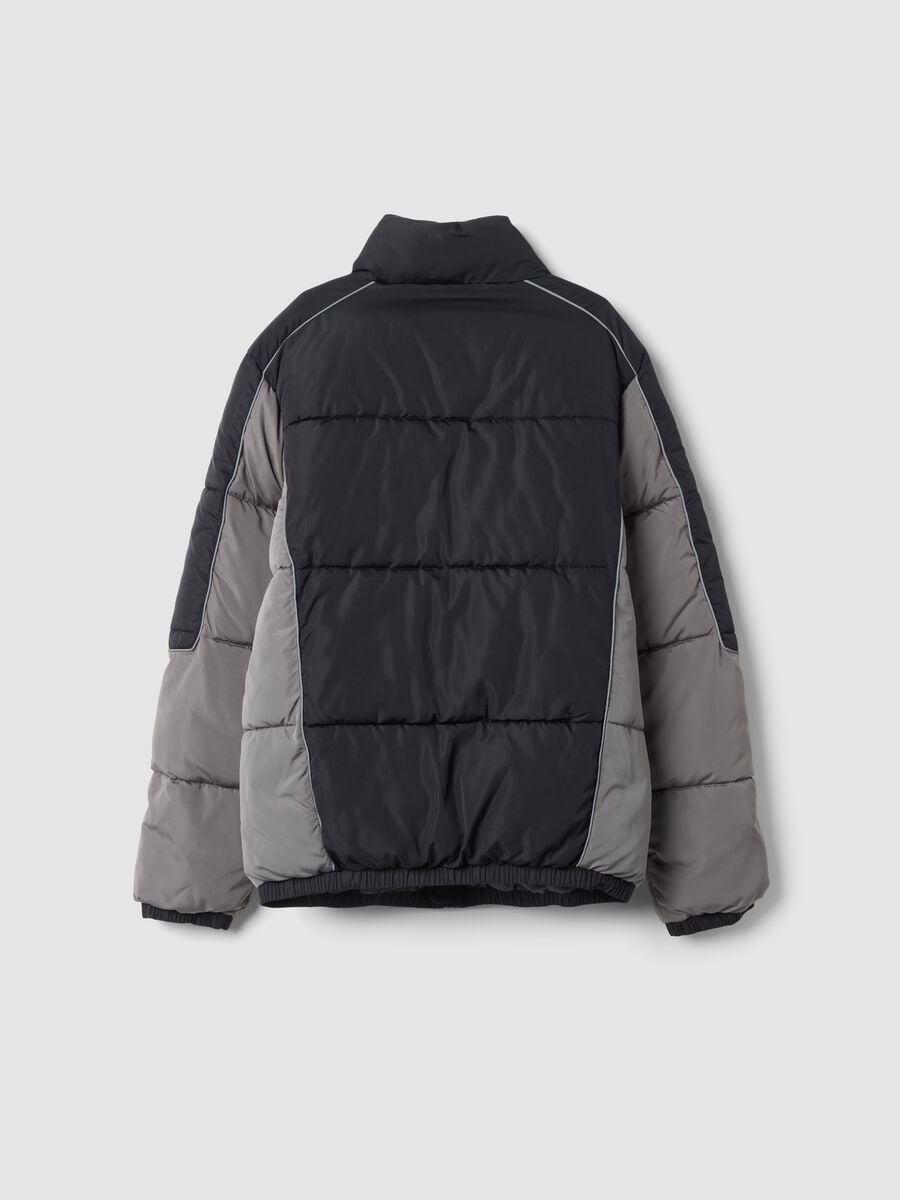 Black padded jacket, regular fit, with zip_1