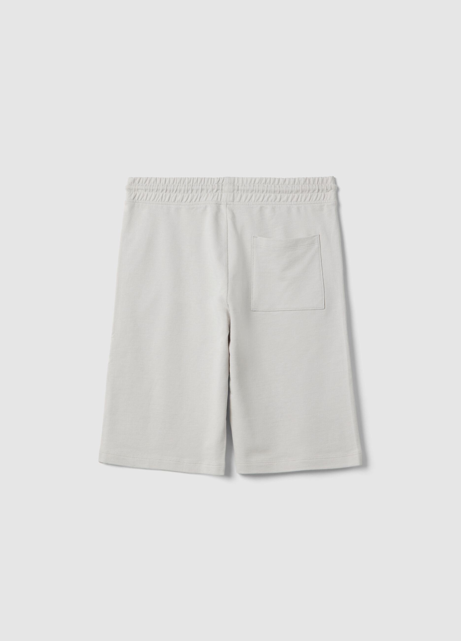Boys' Grey Pure Cotton Shorts Regular Fit with New York Print