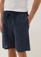 Blue cotton and linen blend pyjama shorts, regular fit_3