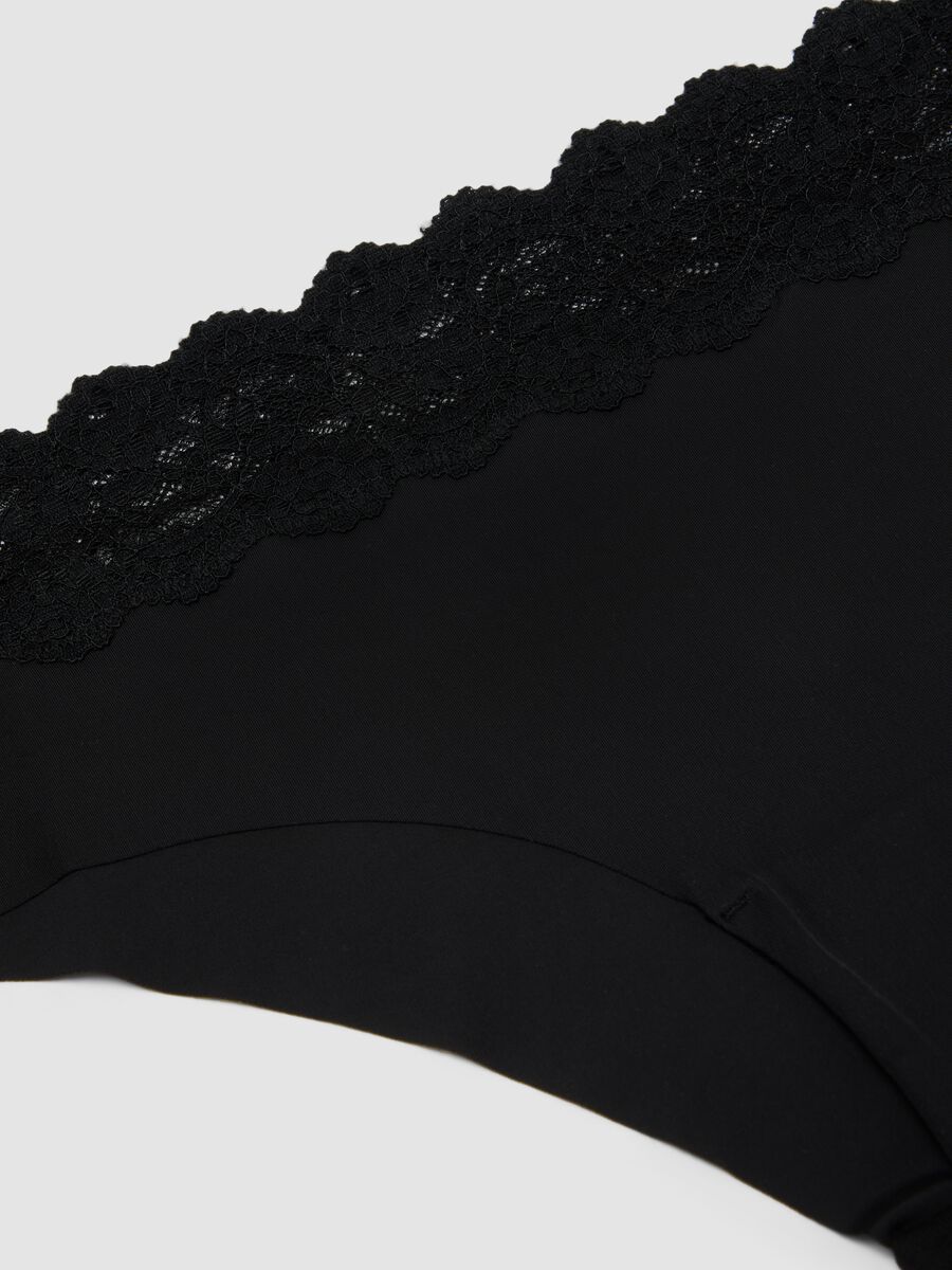 Black stretch microfibre briefs with lace_6