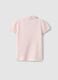 Girls' pure cotton pink polo with floral pattern, regular fit_1