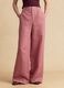 Rosa Wide-Leg-Hose aus Leinen-Viskose-Mix mit strukturiertem Bund_1
