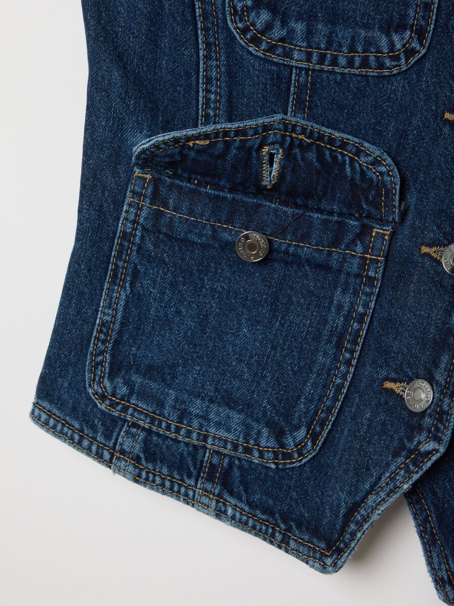 Slim fit pure cotton denim waistcoat_6