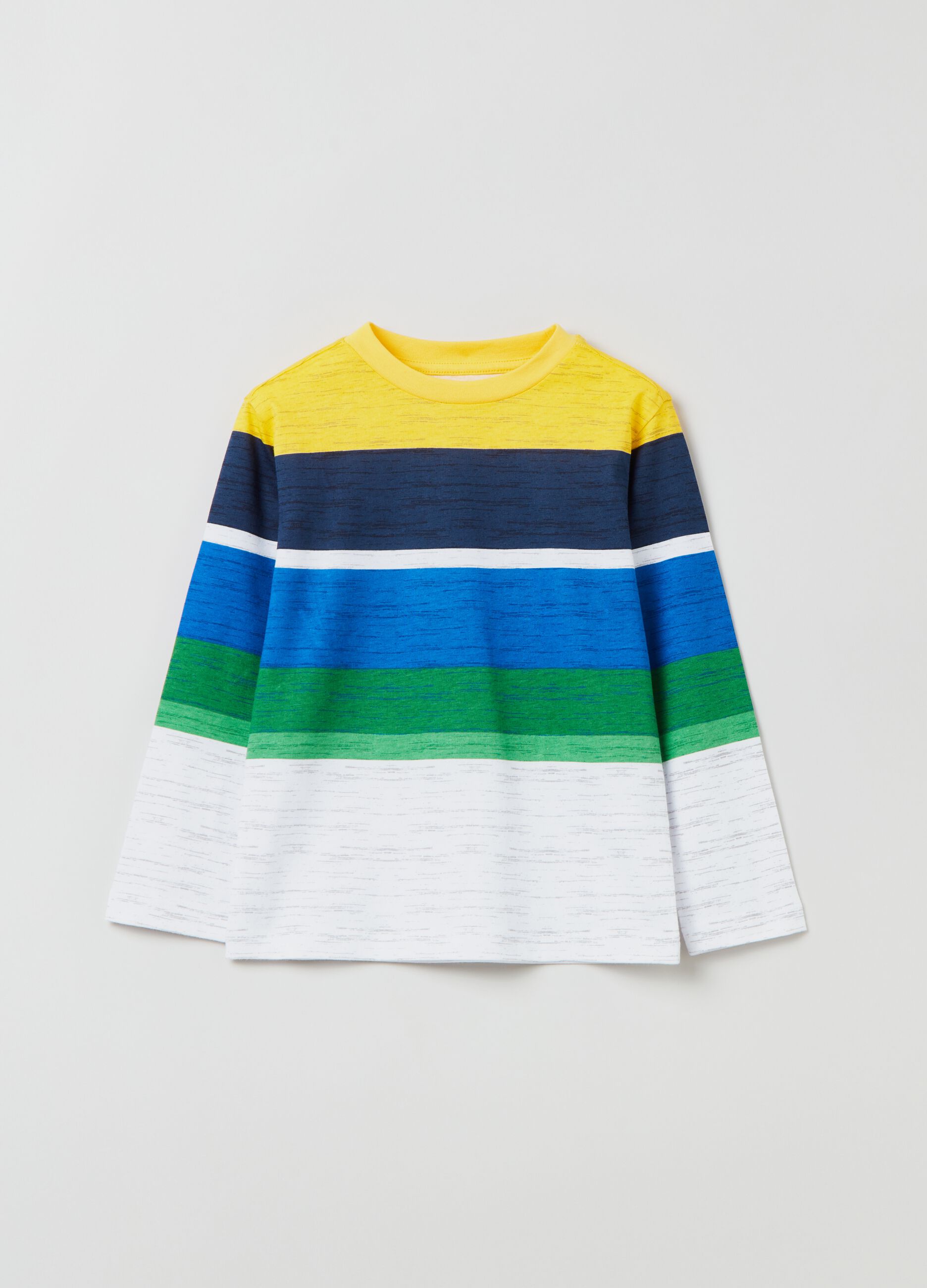 T-shirt with long sleeves and colourblock print