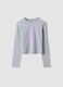 Girls&rsquo; grey organic cotton crop T-shirt with ribbed neckline_3