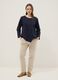 Blue long-sleeved regular-fit stretch cotton blouse_0