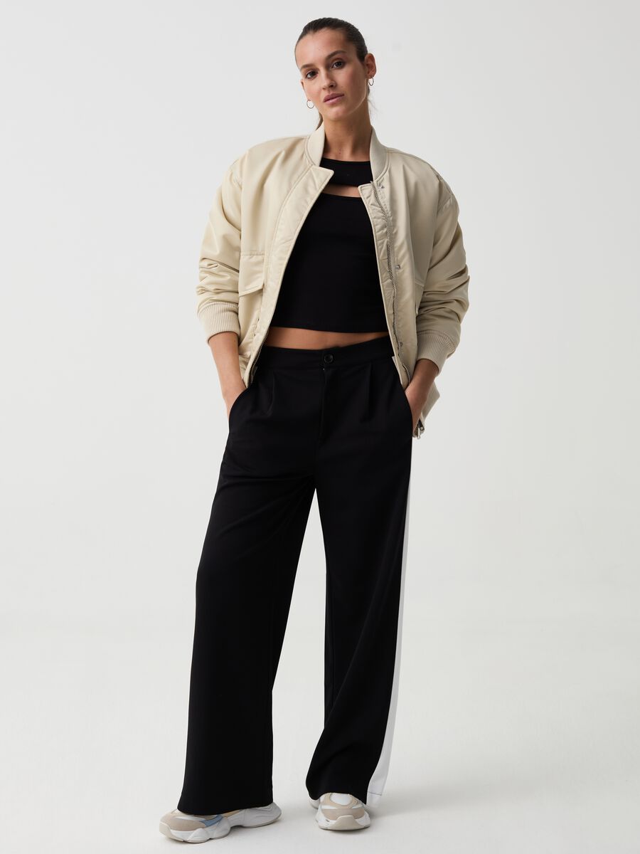 Wide-leg trousers with contrasting bands_0