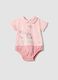 Baby girl pink pure cotton bodysuit with collar and print_0