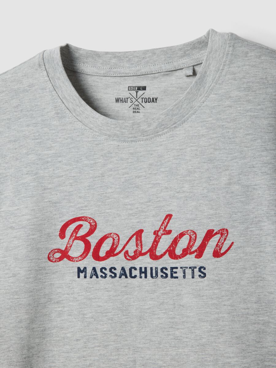 Grey printed T-shirt in pure cotton, regular fit_5