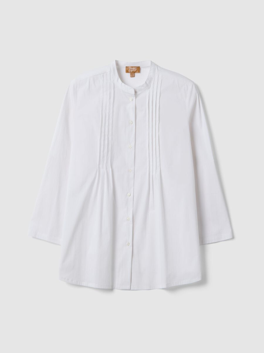 White Regular Fit Maternity Shirt in Stretch Cotton Blend_4