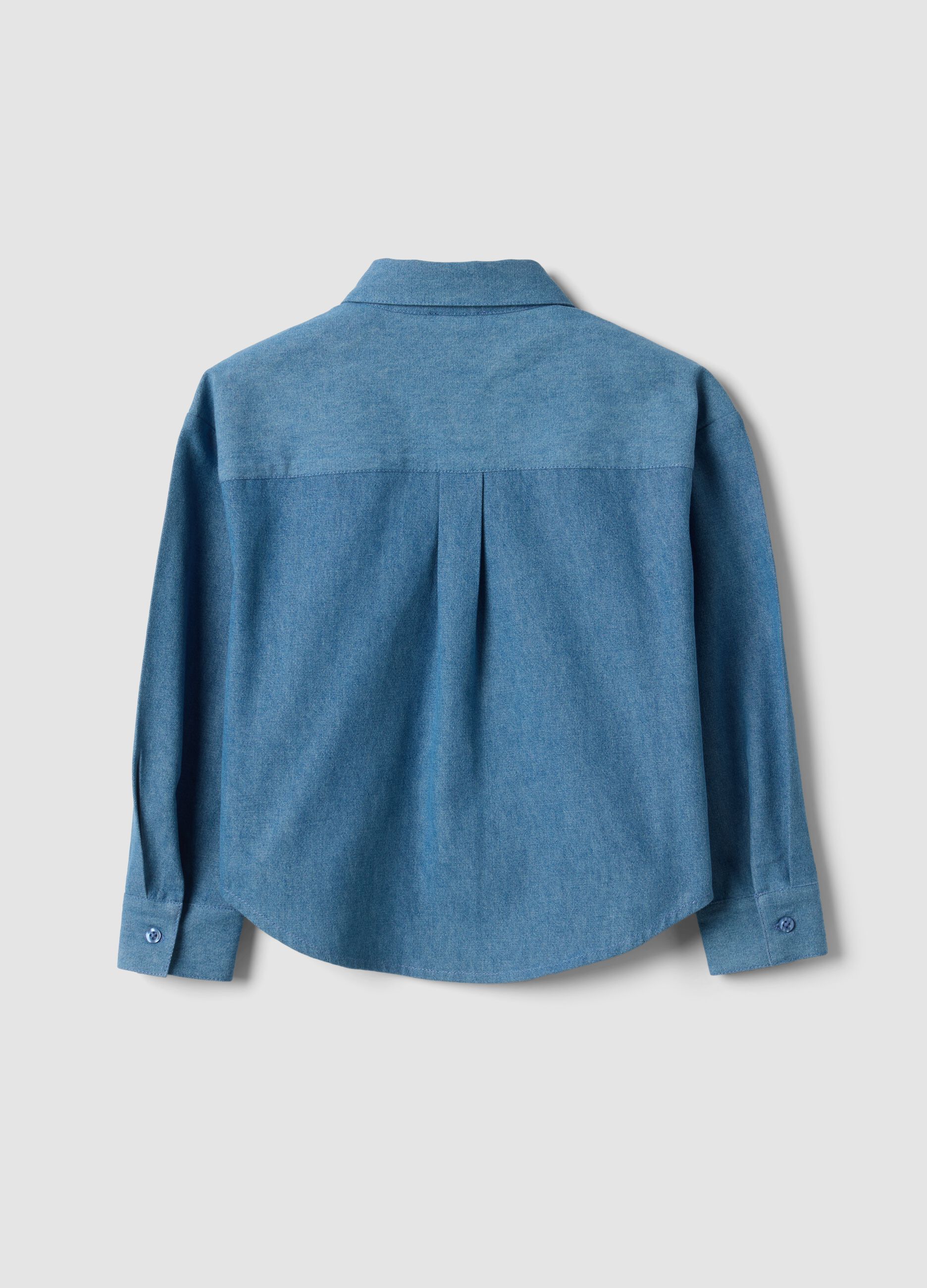 Light blue embroidered organic cotton denim shirt