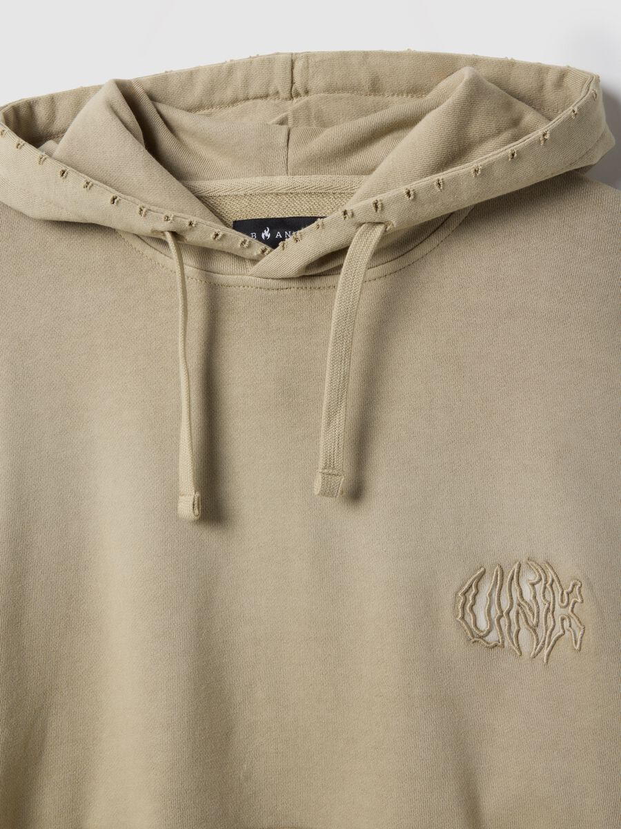 Oversized fit beige cotton blend hoodie_5