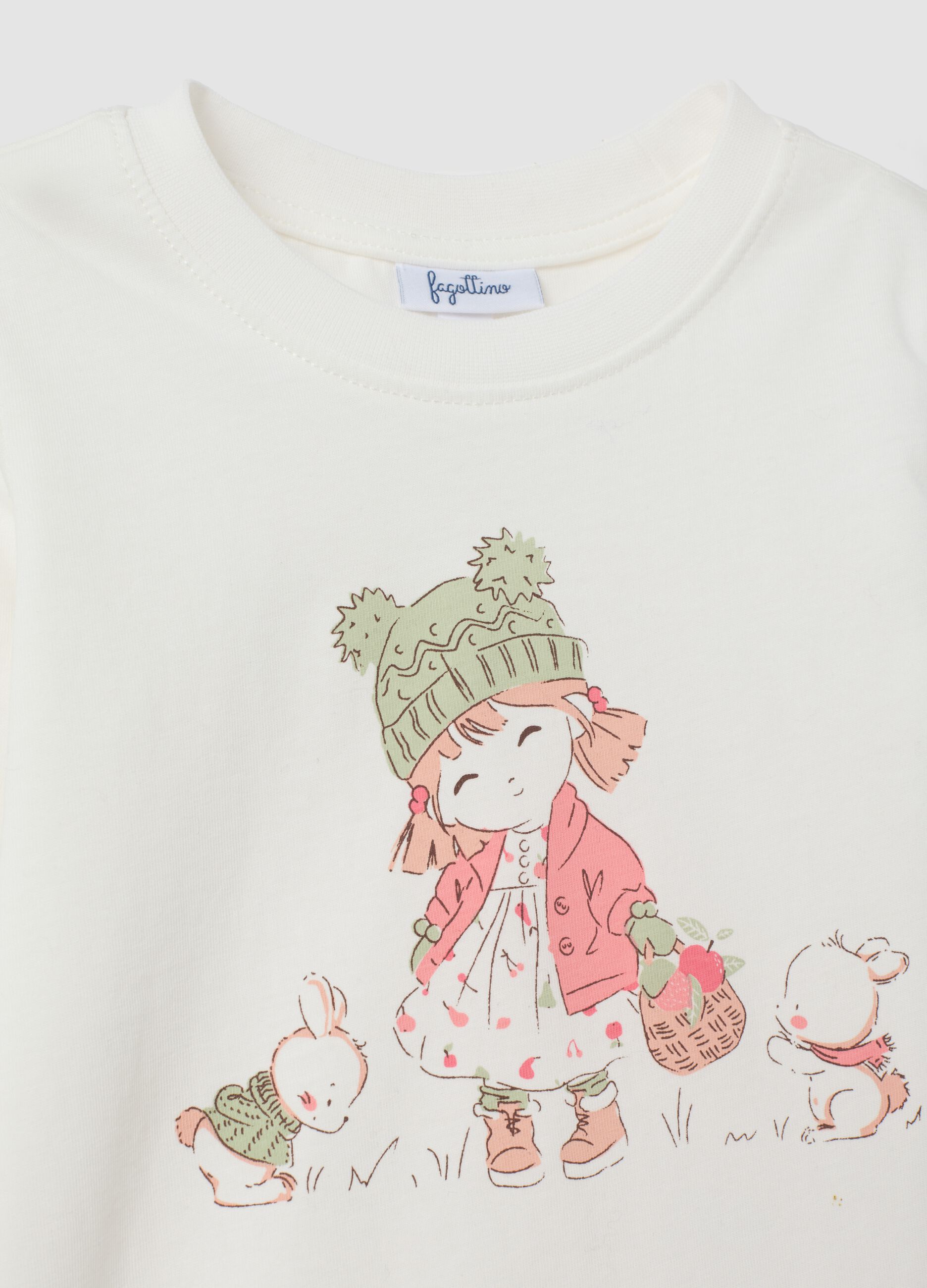 Pack de 2 t-shirts azul-marinho e branco creme em algod&atilde;o puro com estampado