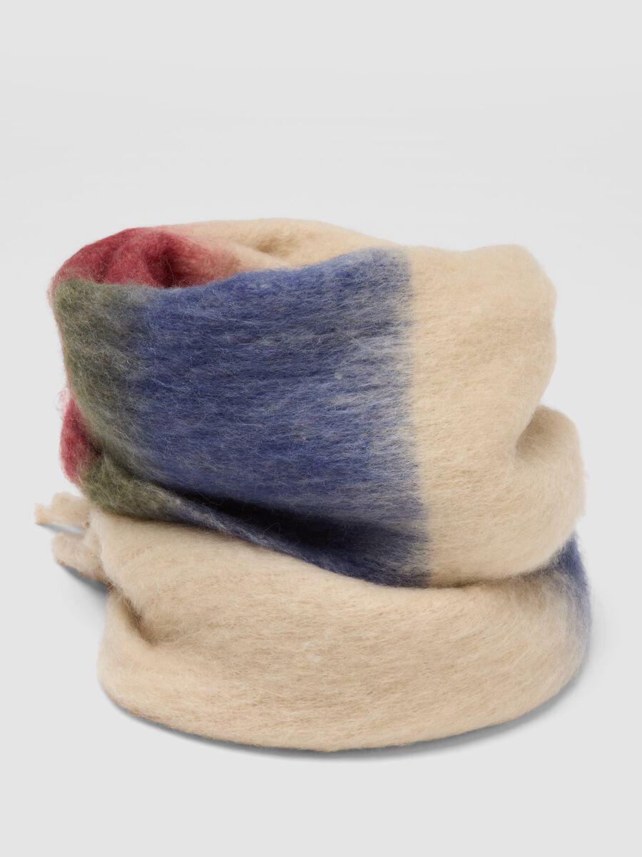 Sciarpa beige sfumata con frange_1