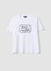 Wei&szlig;es T-Shirt aus reiner Baumwolle mit Rundhalsausschnitt und Frontprint, Regular Fit_0