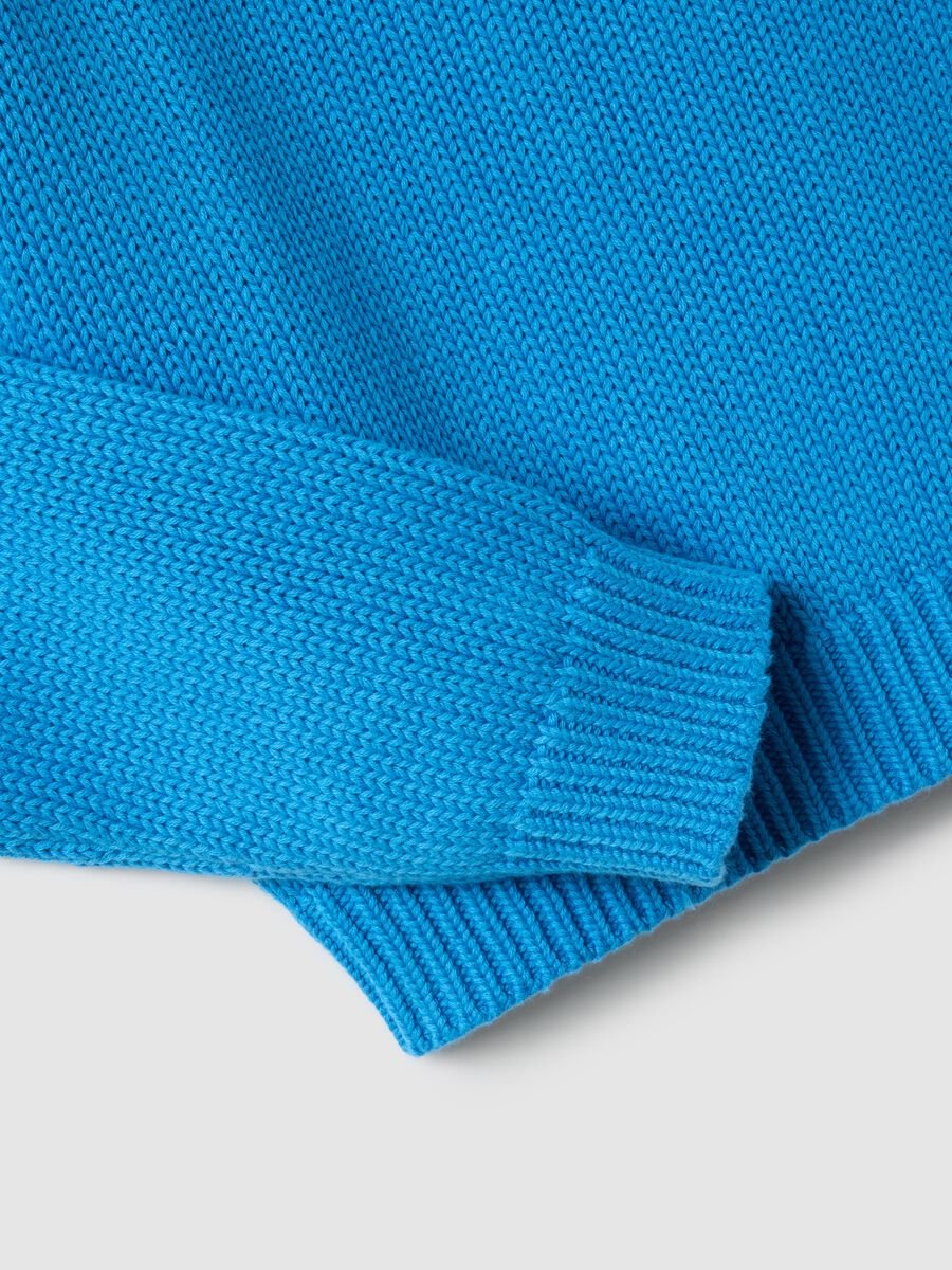 Blue crew neck jumper in pure cotton regular fit_5