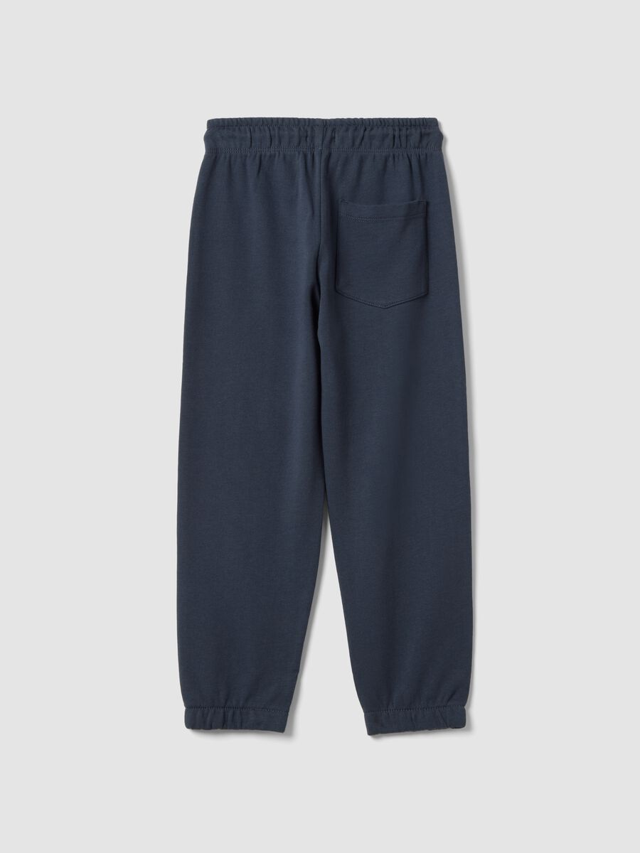 Children's Regular Fit Blue Cotton Jogger Trousers_1