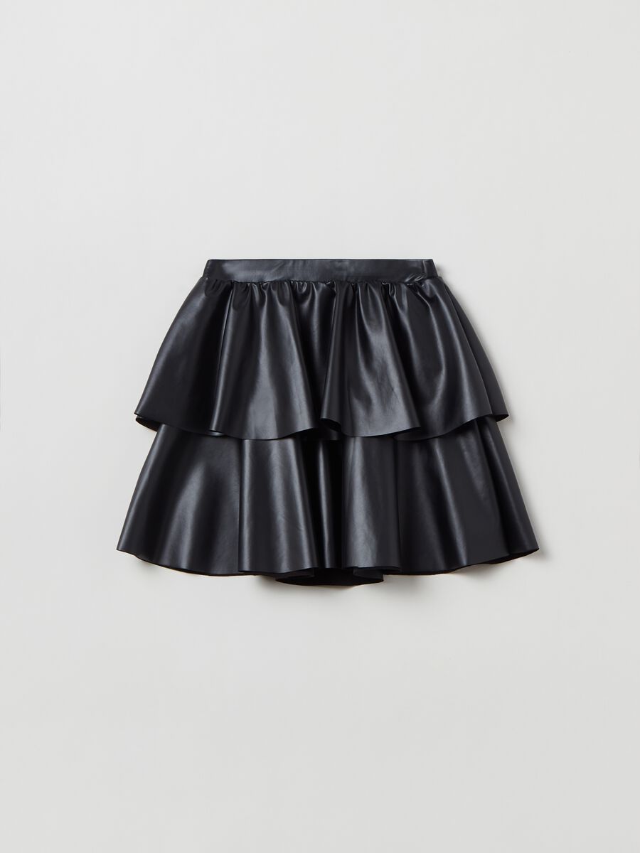 Shiny-effect tiered skirt_1