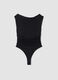 Schwarzer, figurbetonter Stretch-Body mit Strass_2